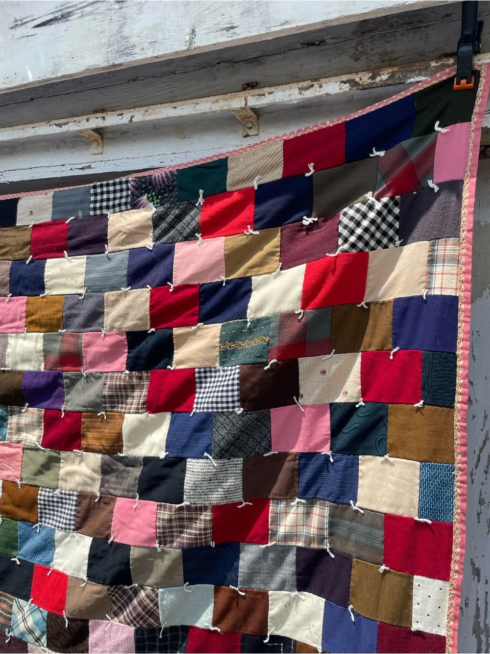 Vintage 1940s Handmade Wool Quilt